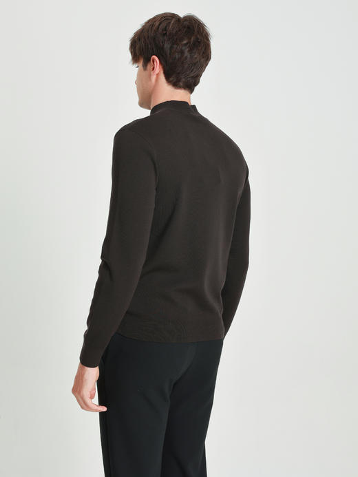 callisto黑色羊毛混纺中领毛衣 商品图14