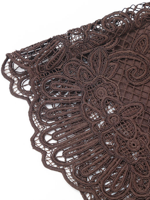 2025 秋冬新款复古棕色蕾丝半身裙 蝴蝶花纹高腰显瘦包臀裙 优雅气质中长款镂空一步裙 商品图3