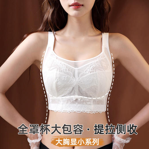 雅黛俪大胸显小显瘦女士内衣轻薄透气蕾丝调整型文胸高侧比收副乳胸罩 商品图1