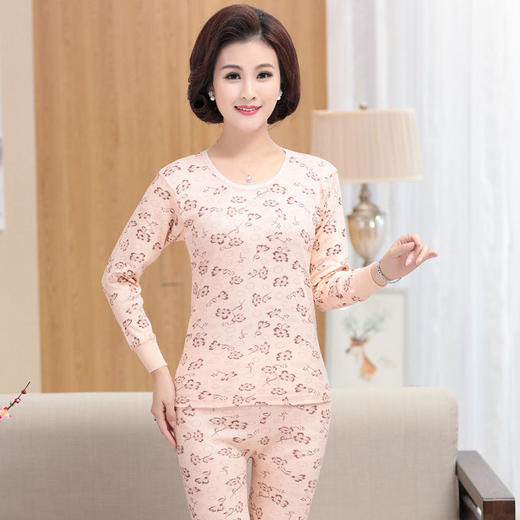 中老年人秋衣秋裤女士纯棉奶奶装妈妈大码保暖内衣套装薄款棉毛衫老年人保暖内衣 商品图11