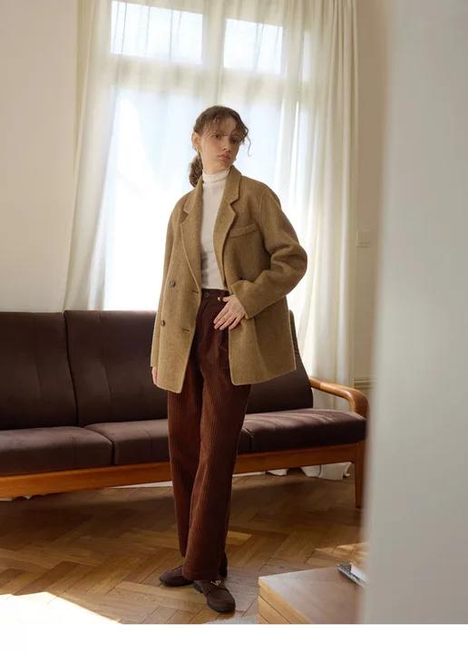 OLrain欧芮儿2025新款冬季高级感气质外套驼色中长双面呢外套 商品图2