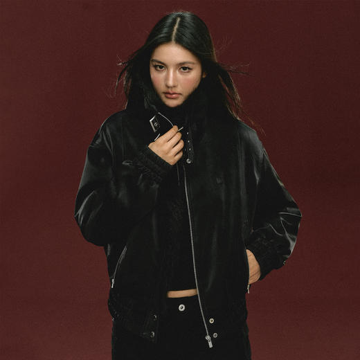 Ariseism 美式复古设计感黑色皮衣外套女秋冬新款上衣 商品图0