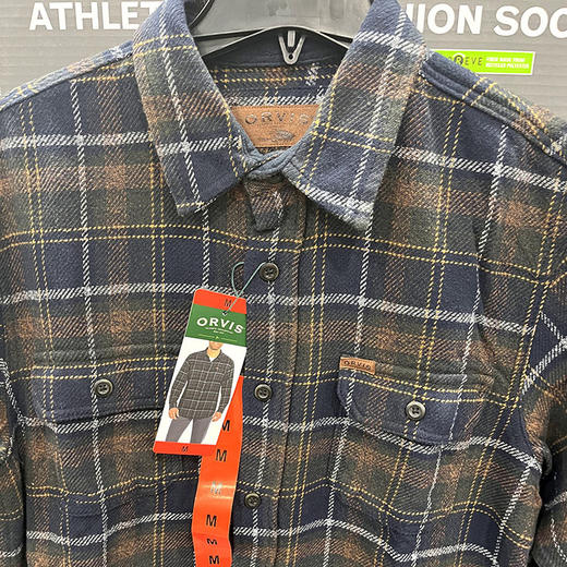 ORVIS 男士春秋棉质休闲撞色格子双口袋尖领工装长袖衬衫 商品图3
