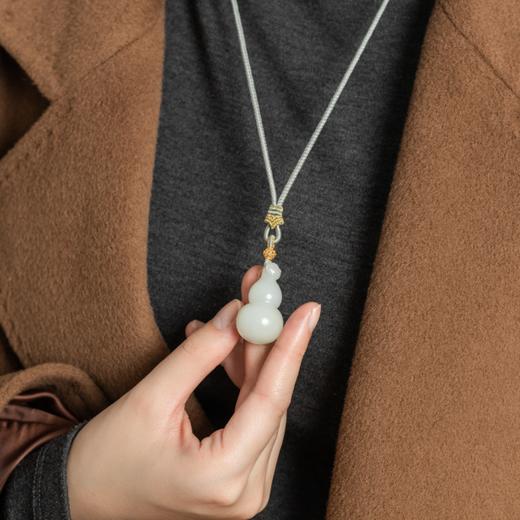 菜菜家如意福禄和田玉吊坠|近一级白俄料+18k金珠，又油又糯又润 商品图2