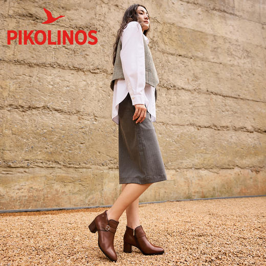 【云粉节】BF楼Pikolinos派高雁冬季牛皮圆头粗跟侧拉链纯色短靴PA255222.吊牌价2780 商品图4