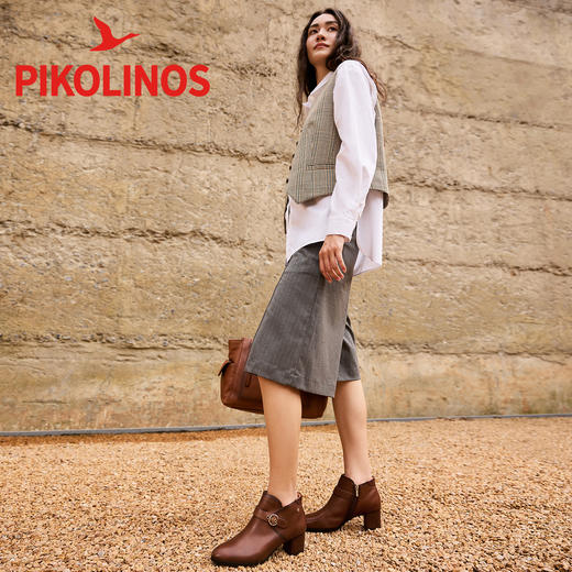 【云粉节】BF楼Pikolinos派高雁冬季牛皮圆头粗跟侧拉链纯色短靴PA255222.吊牌价2780 商品图3