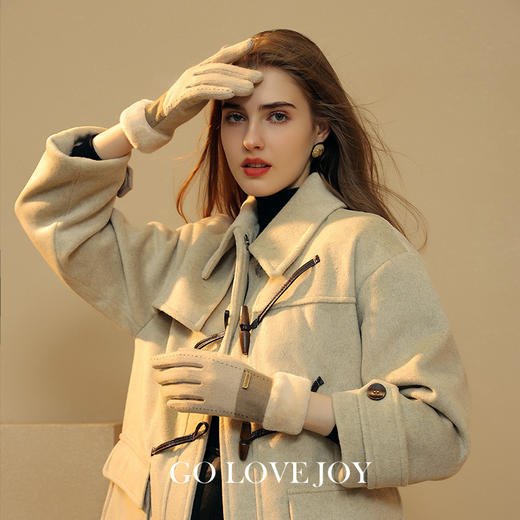 【双层加厚保暖❗️抗寒锁温】冬季新款羊绒手套女士户外小香风加绒加厚保暖手套防寒触屏DY50。ja 商品图2