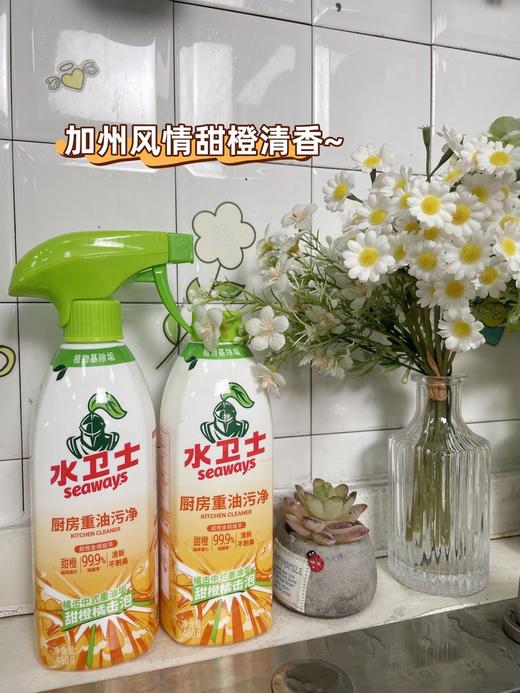 29.9元发5瓶！【水卫士厨房重油污净】甜橙橘击泡，1分钟橘击中式重油污！植物基溶油配方，一喷一擦解决油污困扰！！安全性绝了 无腐蚀，无刺激、无残留、不刺鼻 不用稀释不预涂   1214返团 商品图0