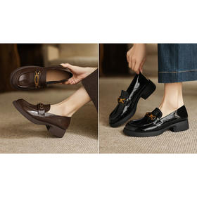 【一脚蹬英伦小皮鞋】 透气软底真皮乐福鞋3.5CM-CC