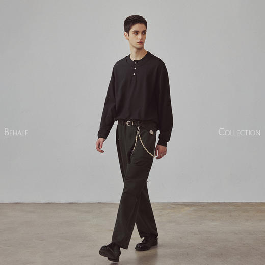 714street高端线BEHALF SORONA 华夫格贝壳扣 双层叠穿亨利领长袖 商品图3