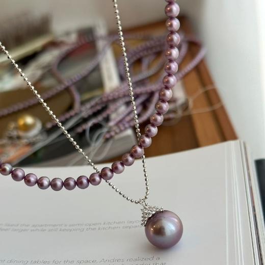 九紫离火 天然浓紫色串珠，太太太美了，ji光无瑕，视觉正圆哦！4-5mm，纯银扣（单独项链不含吊坠） 商品图3