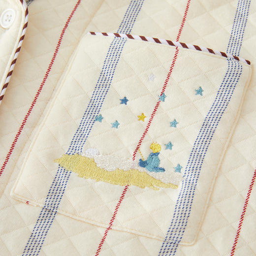 三层空气棉~情侣款空气棉睡衣女士薄夹棉秋冬情侣套装小王子刺绣野兽家居服 商品图3