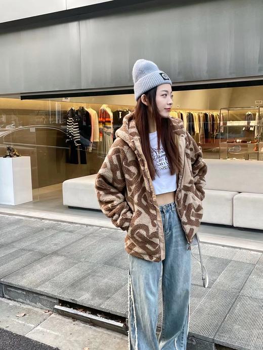 D111948老花满印情侣连帽羊羔毛夹克加棉外套 商品图3