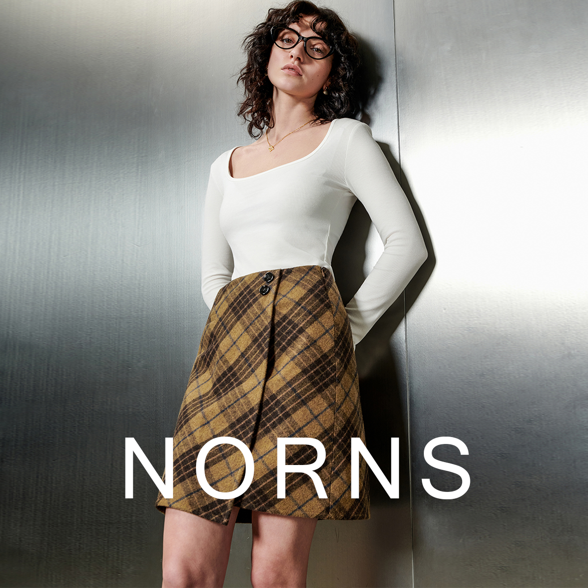  NORNS LADY诺恩 秋季新款格纹半身裙黄色撞色时尚裙 T25QF01739 -12.16直播