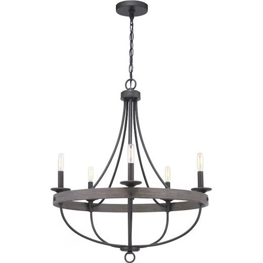 美国 美式复古枝形吊灯 黑色5灯头（不含灯泡）吸顶灯五头黑 商品图1