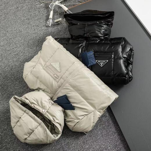 D111934胸前拉链设计25年秋冬黑杏拼色白鸭绒羽绒服 商品图2