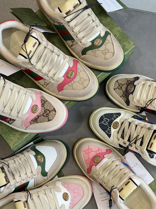 G家脏脏鞋男女款2025春秋季新款真皮情侣板鞋复古老花厚底小脏鞋 商品图3