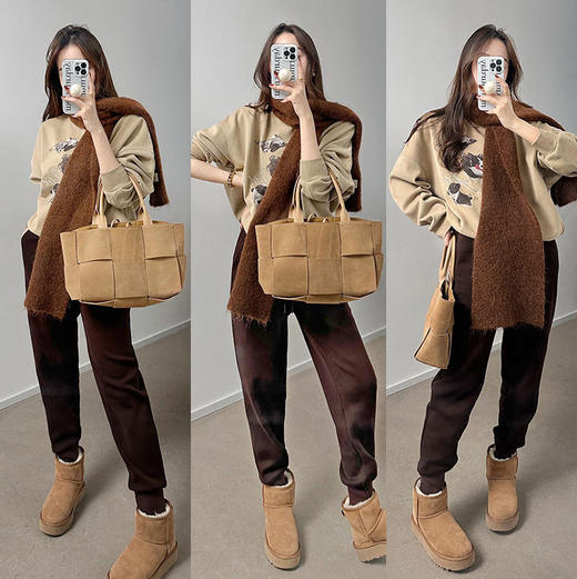 美洋同款大白鹅腹绒毛➕桑蚕丝➕绵羊毛保暖卫裤 商品图2