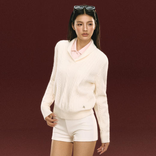 Ariseism 美式复古套头绞花针织衫毛衣女秋冬新款上衣 商品图0