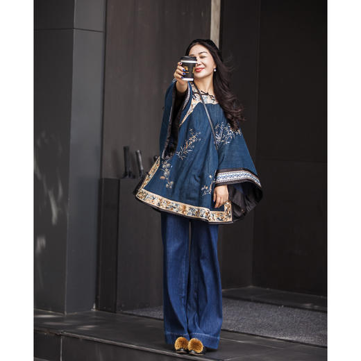 【林栖设计小店】【现货 】天丝牛仔外套氅衣新中式2025早秋新款上衣女1953113 商品图1