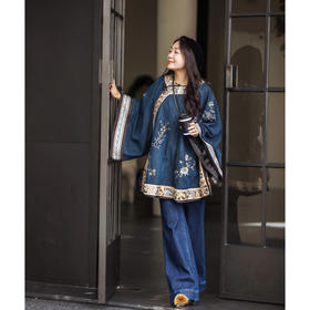 【林栖设计小店】【现货 】天丝牛仔外套氅衣新中式2025早秋新款上衣女1953113