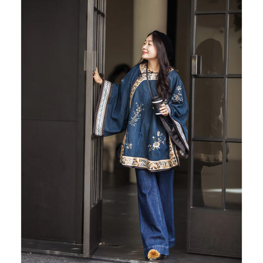 【林栖设计小店】【现货 】天丝牛仔外套氅衣新中式2025早秋新款上衣女1953113 商品图0