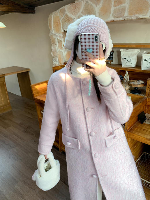 <曾小咸推荐> 现货秒杀！微信超特价！粉色毛呢外套长款呢子大衣 日常389.99 立减210 秒杀179.99！ 商品图8