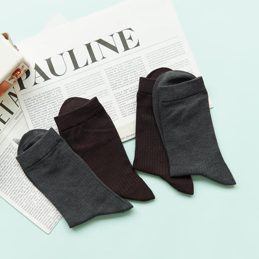 【2双装】男士超细羊毛抽条男袜中长筒袜子羊毛袜【6双6折 2521805】 商品图3