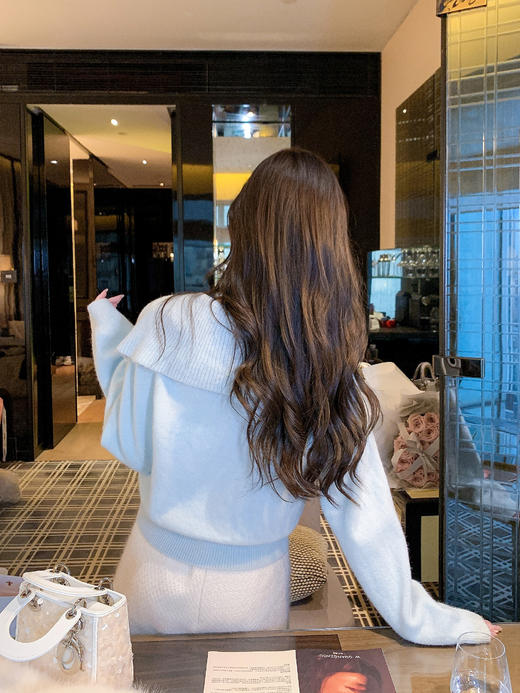 张心子【花蔓千金】秋冬厚实立体花朵翻领毛衣 U2511075 商品图7