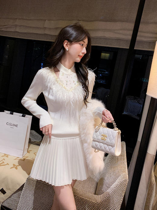 张心子【长腿特效】高腰A版百褶裙半身裙 U2511116 商品图3