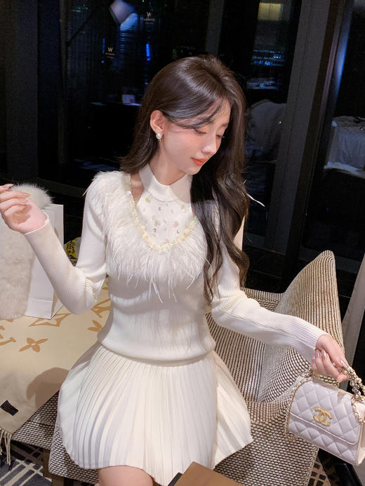 张心子【长腿特效】高腰A版百褶裙半身裙 U2511116 商品图4