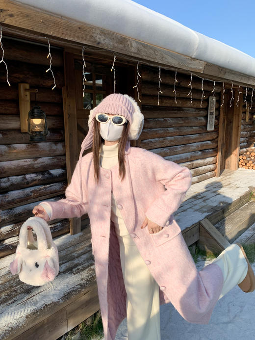 <曾小咸推荐> 现货秒杀！微信超特价！粉色毛呢外套长款呢子大衣 日常389.99 立减210 秒杀179.99！ 商品图9