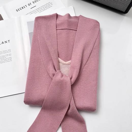 梅子粉飘带针织衫，超绝氛围感假两件，秋冬靠它出圈【3-5天发货】 商品图3