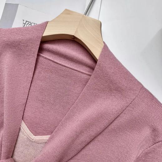 梅子粉飘带针织衫，超绝氛围感假两件，秋冬靠它出圈【3-5天发货】 商品图6