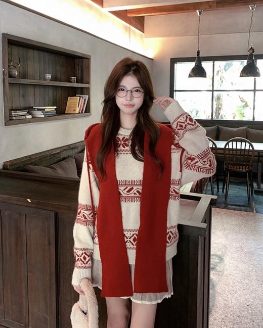 💥巨好看❗️超美费尔岛提花🌻【AUChris北欧风复古圣诞系列费尔岛毛衣AUC111801】慵懒的复古💯上身真的都很绝👍圣诞感拉满📣单穿或是秋冬搭配大衣/皮草都很适合 商品图1