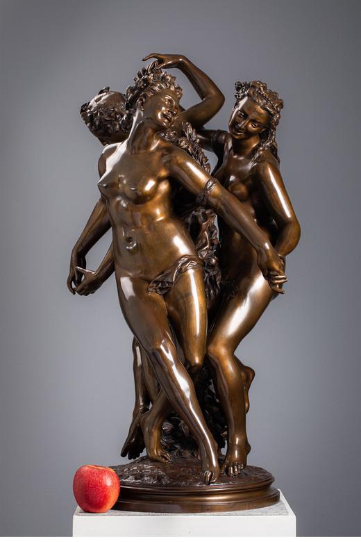 独角鹿西洋古董19世纪法国雕塑大师Jean-Baptiste Carpeaux签名出品青铜群雕「Les trois GrâcesLes trois Grâces 美惠三女神」 商品图1
