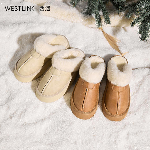 西遇厚底毛毛鞋女新款冬季外穿包头棉拖鞋保暖加绒雪地靴半拖V2457331 商品图0