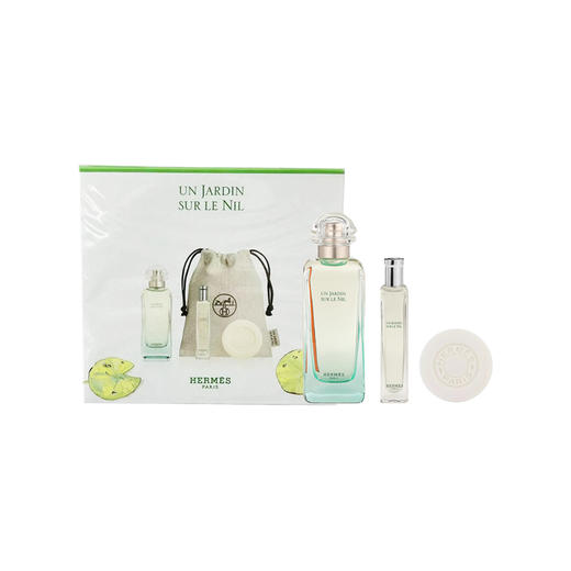 【保税仓】Hermes爱马仕尼罗河花园淡香水三件套 （100ml+15ml+香皂50g+布袋） 商品图0