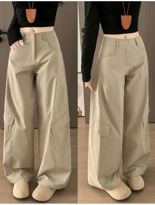 【YW】无忧购 加绒美式直筒工装裤设计感显瘦休闲弯刀裤 H-2010（截单后3-5天发货） 商品图6