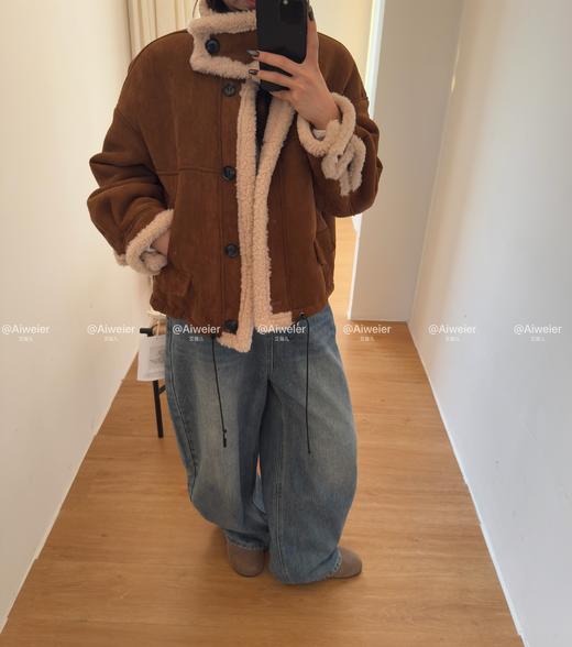 【GZ】无忧购 皮毛一体加厚保暖立领复古短款麂皮绒羊羔毛外套女1837# 商品图10