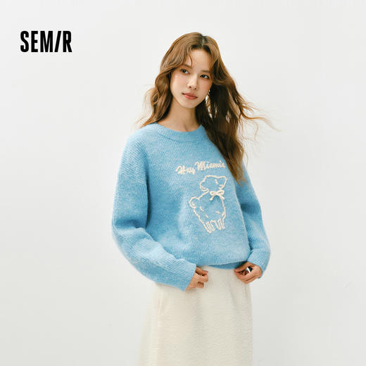 森马毛衣女冬季oversize小羊落肩2025新款温柔甜美可爱慵懒套头衫 商品图1