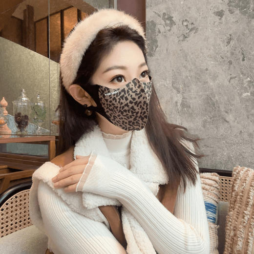 「9.9到手！保暖口罩」新款护眼角保暖口罩 秋冬立体无痕防风加绒拼接豹纹透气孔面罩骑行配饰 商品图2