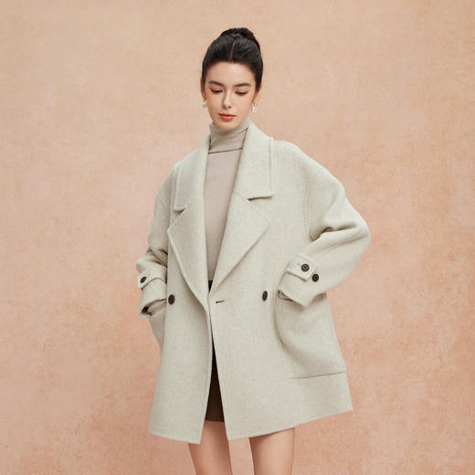 QH926斯尔丽2025新款韩版廓形慵懒风一手长女式羊毛大衣 商品图4