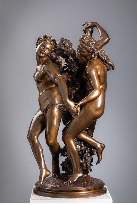 独角鹿西洋古董19世纪法国雕塑大师Jean-Baptiste Carpeaux签名出品青铜群雕「Les trois GrâcesLes trois Grâces 美惠三女神」 商品图2