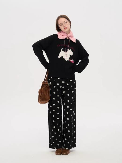 local tag/lt25awk04/银色波点印花长裤 百搭休闲阔腿裤 商品图4