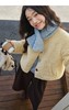 D112054浅黄色带围巾毛毛外套夹棉短款25秋冬季新款女装蓝色长袖上衣 商品缩略图12