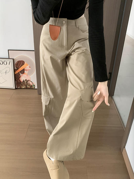 【YW】无忧购 加绒美式直筒工装裤设计感显瘦休闲弯刀裤 H-2010（截单后3-5天发货） 商品图3