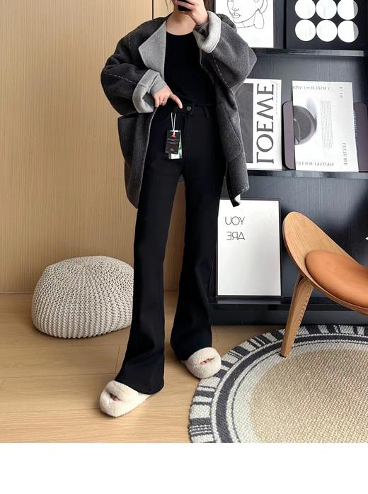 D112017加厚绒微喇裤女2025年冬季高腰显瘦喇叭长裤 商品图6