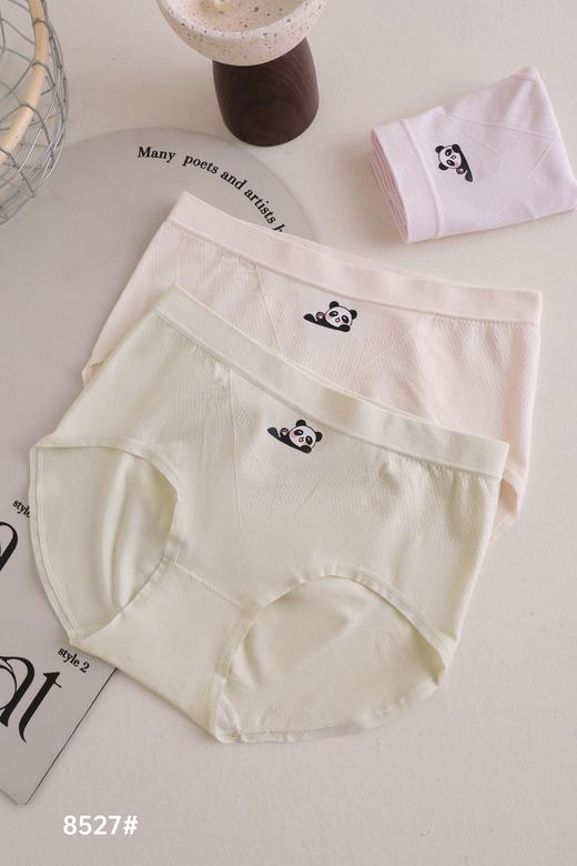 女士熊猫印花裸氨棉裆高弹力无缝舒适内裤三角裤8527 商品图3