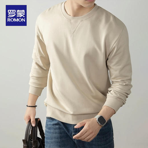 【奥粒绒+绵羊毛 轻暖舒适 穿到开春不闲置】罗蒙男士绵羊毛奥利绒圆领卫衣 商品图0